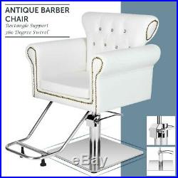 Heavy Duty Hydraulic Antique Barber Chair Salon Beauty Shampoo Equipment White