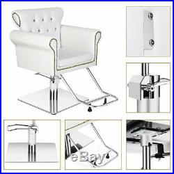 Heavy Duty Hydraulic Antique Barber Chair Salon Beauty Shampoo Equipment White