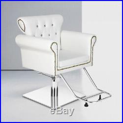 Heavy Duty Hydraulic Antique Barber Chair Salon Beauty Shampoo Equipment White