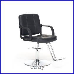 Heavy-Duty Hydraulic Barber Chair, 360° Swivel, Supports 350 LBS, Black