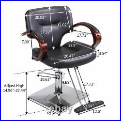 Heavy Duty Hydraulic Barber Chair Hair Beauty Salon Equipment withWood Armrest