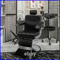 Heavy Duty Hydraulic Barber Chair Hair Salon Chair Beauty Style 360 Swivel Black