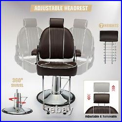 Heavy Duty Hydraulic Barber Chair Reclining Salon Chair Beauty Shampoo Equipment