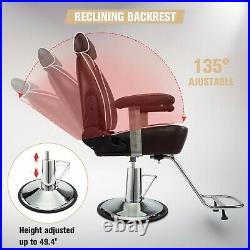 Heavy Duty Hydraulic Barber Chair Reclining Salon Chair Beauty Shampoo Equipment