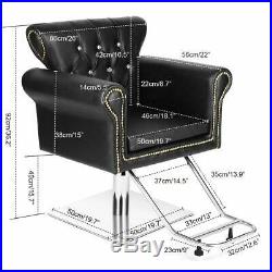 Heavy Duty Hydraulic Barber Chair Salon Sofa Equipment with Golden Rivet Black