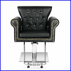 Heavy Duty Hydraulic Barber Chair Salon Sofa Equipment with Golden Rivet Black