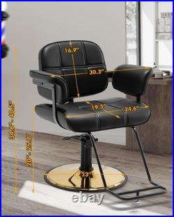 Heavy Duty Hydraulic Barber Chair Stylist Salon Spa Beauty (Black&Gold)