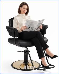 Heavy Duty Hydraulic Barber Chair Stylist Salon Spa Beauty (Black&Gold)