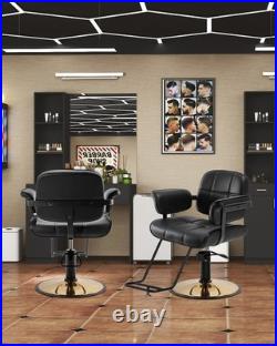 Heavy Duty Hydraulic Barber Chair Stylist Salon Spa Beauty (Black&Gold)