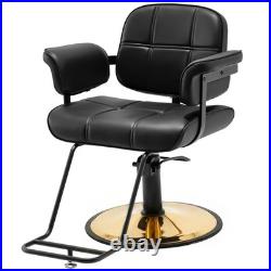 Heavy Duty Hydraulic Barber Chair Stylist Salon Spa Beauty (Black&Gold)