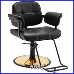 Heavy Duty Hydraulic Barber Chair Stylist Salon Spa Beauty (Black&Gold)