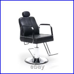 Heavy Duty Hydraulic Barber Chair for Salon, 400lb Capacity, 360° Swivel, Black