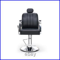 Heavy Duty Hydraulic Barber Chair for Salon, 400lb Capacity, 360° Swivel, Black