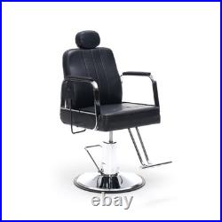 Heavy Duty Hydraulic Barber Chair for Salon, 400lb Capacity, 360° Swivel, Black