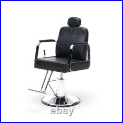 Heavy Duty Hydraulic Barber Chair for Salon, 400lb Capacity, 360° Swivel, Black