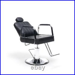 Heavy Duty Hydraulic Barber Chair for Salon, 400lb Capacity, 360° Swivel, Black