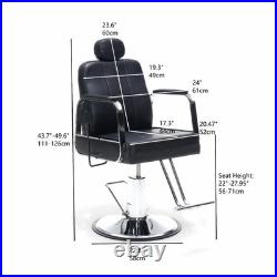 Heavy Duty Hydraulic Barber Chair for Salon, 400lb Capacity, 360° Swivel, Black