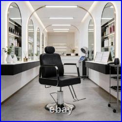 Heavy Duty Hydraulic Barber Chair for Salon, 400lb Capacity, 360° Swivel, Black