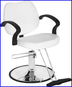 Heavy Duty Hydraulic Barber Chair with Adjustable Headrest & 360° Swivel, White Heavy Duty Hydraulic Barber Chair with Adjustable Headrest & 360° Swivel, White