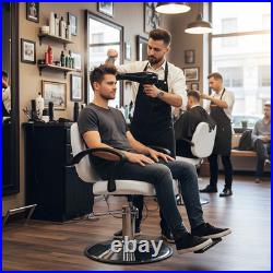 Heavy Duty Hydraulic Barber Chair with Adjustable Headrest & 360° Swivel, White Heavy Duty Hydraulic Barber Chair with Adjustable Headrest & 360° Swivel, White
