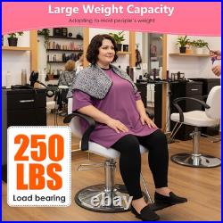 Heavy Duty Hydraulic Barber Chair with Adjustable Headrest & 360° Swivel, White
