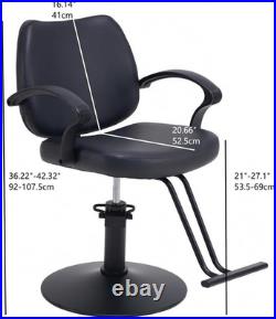 Heavy Duty Hydraulic Barber Chair with Adjustable Height & PU Leather Seat