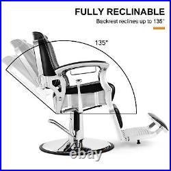 Heavy Duty Hydraulic Black Recline Barber Chair All Purpose Salon Beauty Spa