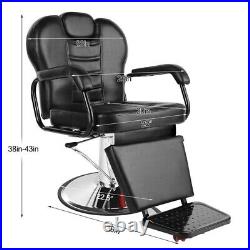 Heavy Duty Hydraulic Black Recliner Barber Chair Shampoo Salon Spa Beauty
