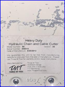 Heavy Duty Hydraulic Chain & Cable Cutter Up To ½ Chain&Cable Mod#88, Used, USA Heavy Duty Hydraulic Chain & Cable Cutter Up To ½ Chain&Cable Mod#88, Used, USA