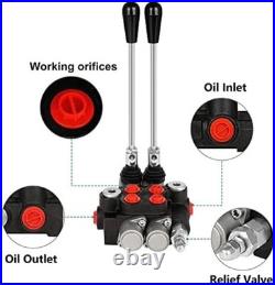 Heavy-Duty Hydraulic Control Valve, 2 Spools, 21 GPM, Adjustable Relief Handle