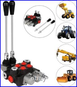 Heavy-Duty Hydraulic Control Valve, 2 Spools, 21 GPM, Adjustable Relief Handle