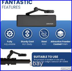 Heavy Duty Hydraulic Door Closer DN-9500 Black, Adjustable, Durable Design