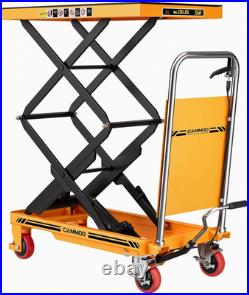 Heavy-Duty Hydraulic Lift Table Cart, 330Lbs Capacity, 49.6 Height, Yellow