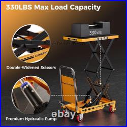 Heavy-Duty Hydraulic Lift Table Cart, 330Lbs Capacity, 49.6 Height, Yellow Heavy-Duty Hydraulic Lift Table Cart, 330Lbs Capacity, 49.6 Height, Yellow