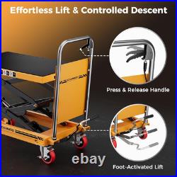 Heavy-Duty Hydraulic Lift Table Cart, 330Lbs Capacity, 49.6 Height, Yellow