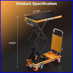 Heavy-Duty Hydraulic Lift Table Cart, 330Lbs Capacity, 49.6 Height, Yellow