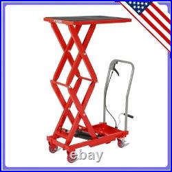 Heavy Duty Hydraulic Lift Table Cart 330Lbs withNon-Slip Platform & Locking Wheels