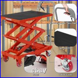 Heavy Duty Hydraulic Lift Table Cart 330Lbs withNon-Slip Platform & Locking Wheels
