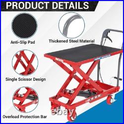 Heavy Duty Hydraulic Lift Table Cart 330 lbs, Manual Single Scissor Lift Cart