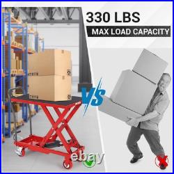 Heavy Duty Hydraulic Lift Table Cart 330 lbs, Manual Single Scissor Lift Cart