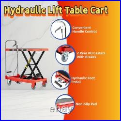 Heavy-Duty Hydraulic Lift Table Cart Single Scissor Lift Table with 500lbs Load