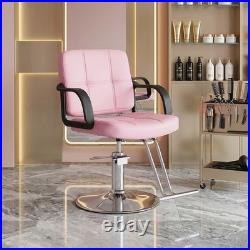 Heavy Duty Hydraulic Pump Barber Chair 360° Swivel Adjustable Height 350LBS Pink