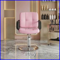 Heavy Duty Hydraulic Pump Barber Chair 360° Swivel Adjustable Height 350LBS Pink