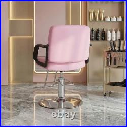 Heavy Duty Hydraulic Pump Barber Chair 360° Swivel Adjustable Height 350LBS Pink