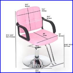 Heavy Duty Hydraulic Pump Barber Chair 360° Swivel Adjustable Height 350LBS Pink