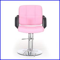 Heavy Duty Hydraulic Pump Barber Chair 360° Swivel Adjustable Height 350LBS Pink