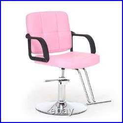 Heavy Duty Hydraulic Pump Barber Chair 360° Swivel Adjustable Height 350LBS Pink