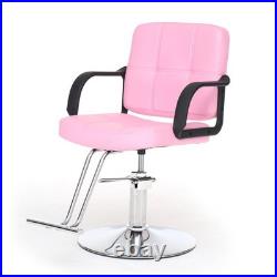 Heavy Duty Hydraulic Pump Barber Chair 360° Swivel Adjustable Height 350LBS Pink
