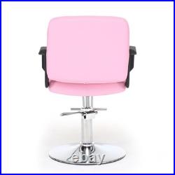 Heavy Duty Hydraulic Pump Barber Chair 360° Swivel Adjustable Height 350LBS Pink
