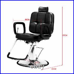 Heavy Duty Hydraulic Recline Barber Chair Black Tattoo Chair Salon Equipment